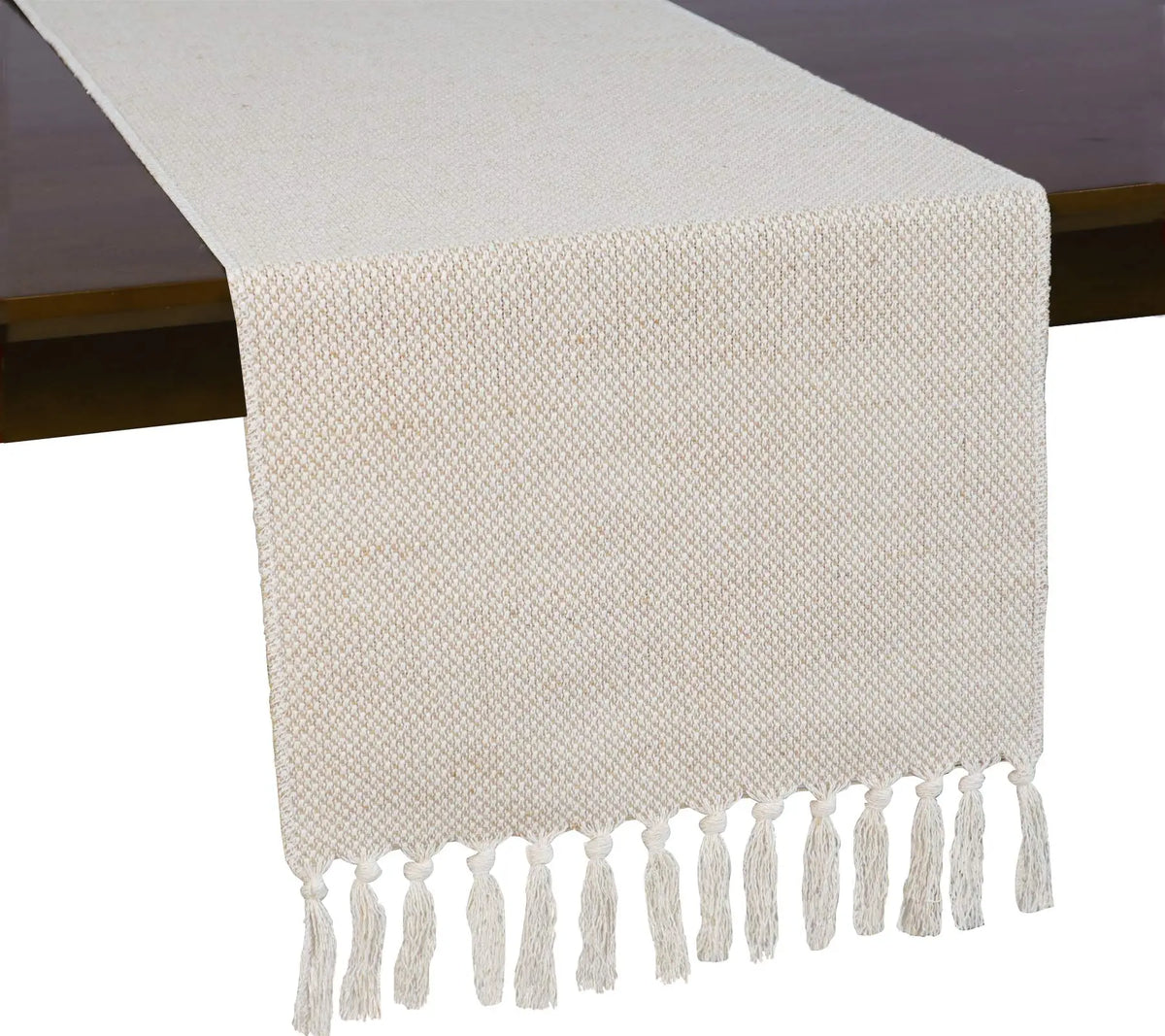 Embroidered linen table runner, rustic style - vue 2 sur 7