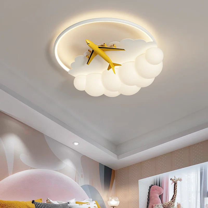 Modern LED aeroplane chandelier for children - vue 3 sur 12