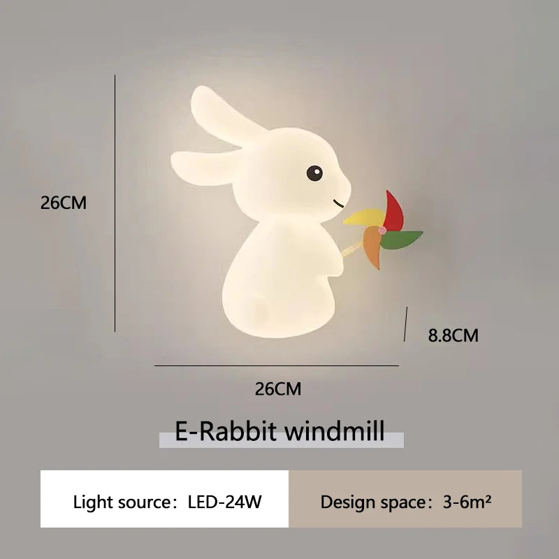Cute rabbit LED wall lamp for children's bedroom nursery modern warm bedside light - vue 11 sur 12