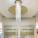 Modern long crystal chandelier for luxury villa