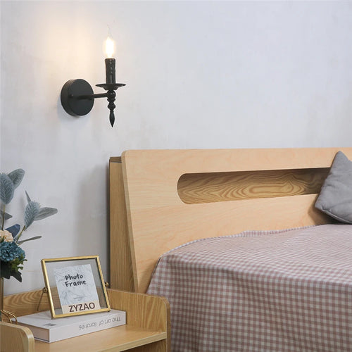 Vintage black iron LED retro wall light - vue 3 sur 12