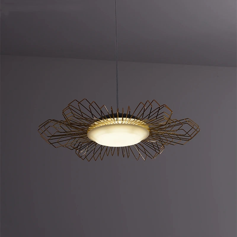Floral design pendant chandelier with adjustable LED lighting for interiors
