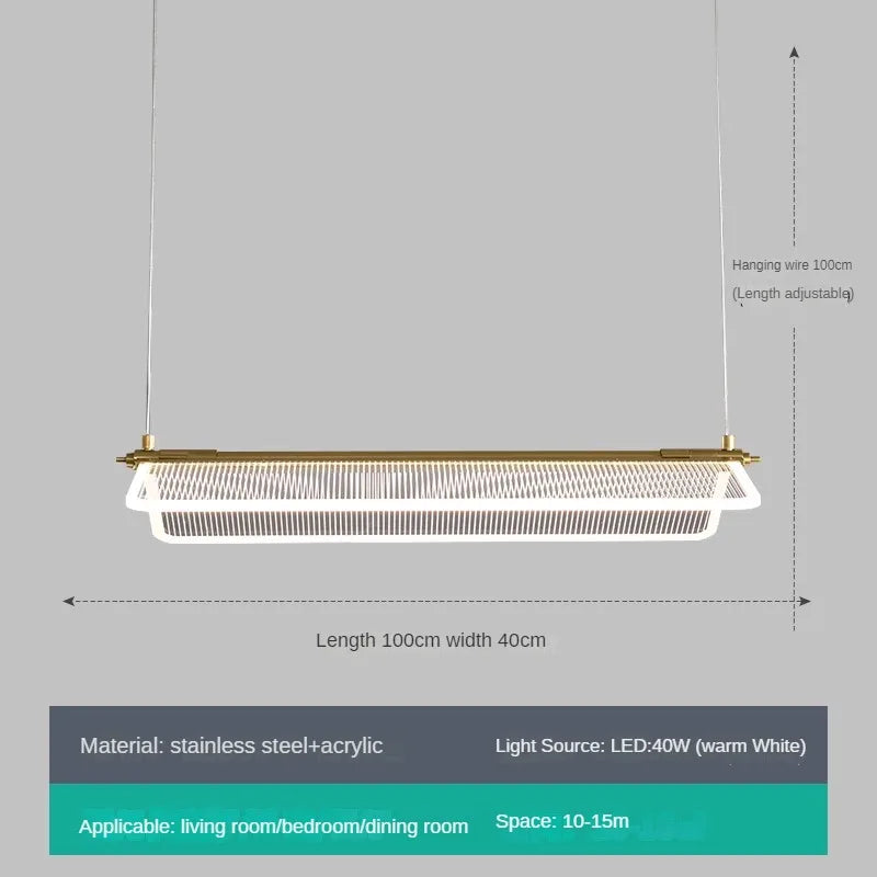 Adjustable rectangular acrylic chandelier for creative lighting