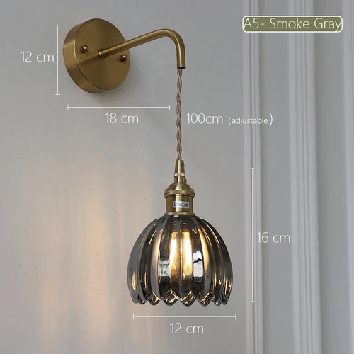Retro Japanese style floral glass wall light - vue 10 sur 18