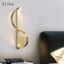 Nordic style S-shaped LED copper wall light