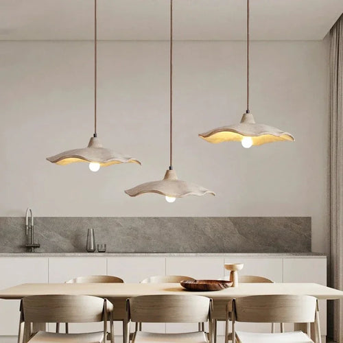 Wabi-sabi cement and travertine pendant light for interior decoration - vue 4 sur 14