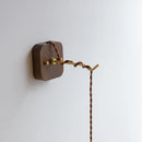 Modern walnut and copper LED wall light plug-in