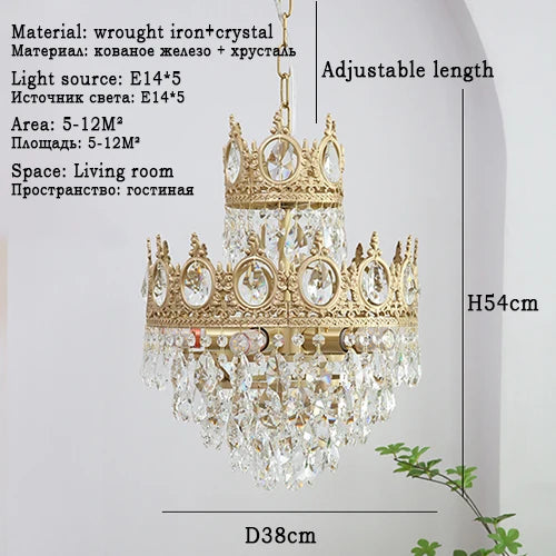 lustre rétro en cristal pour éclairage intérieur décoratif - vue 12 sur 14