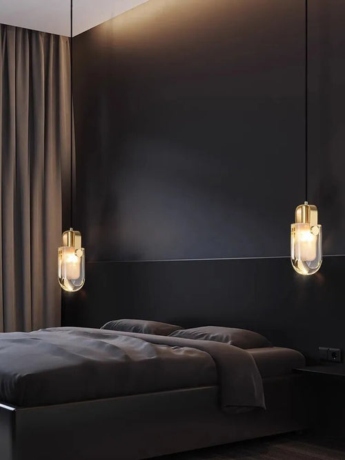 Leather and glass LED pendant light - vue 3 sur 30