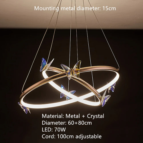 Gold ring LED butterfly light for hotel, boutique, office, restaurant - vue 10 sur 20