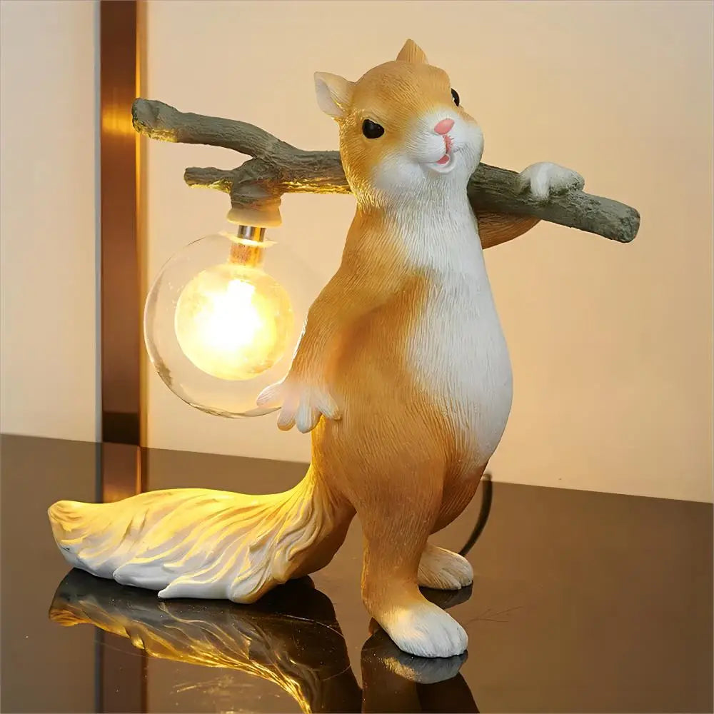 resin squirrel table lamp small decorative night light for children