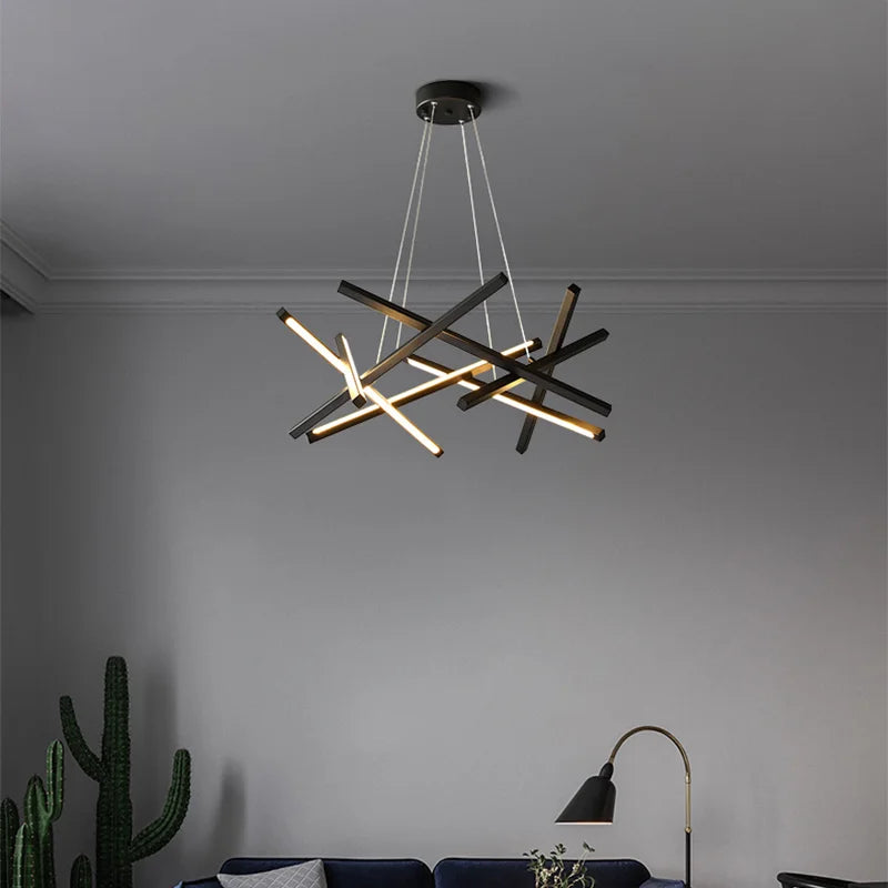 Modern LED pendant branch chandelier in metal nordic design - vue 3 sur 9