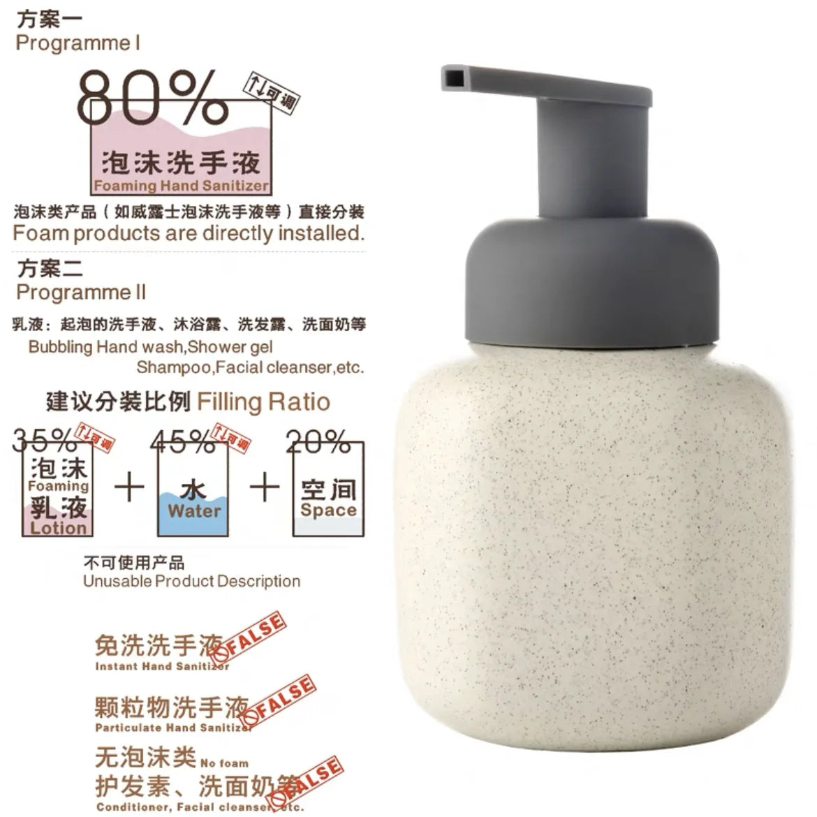 ceramic bottle for portable soap and shower gel - vue 20 sur 21