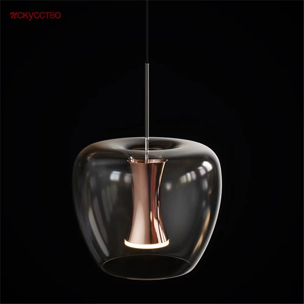 Modern clear glass LED pendant light for contemporary interior decor