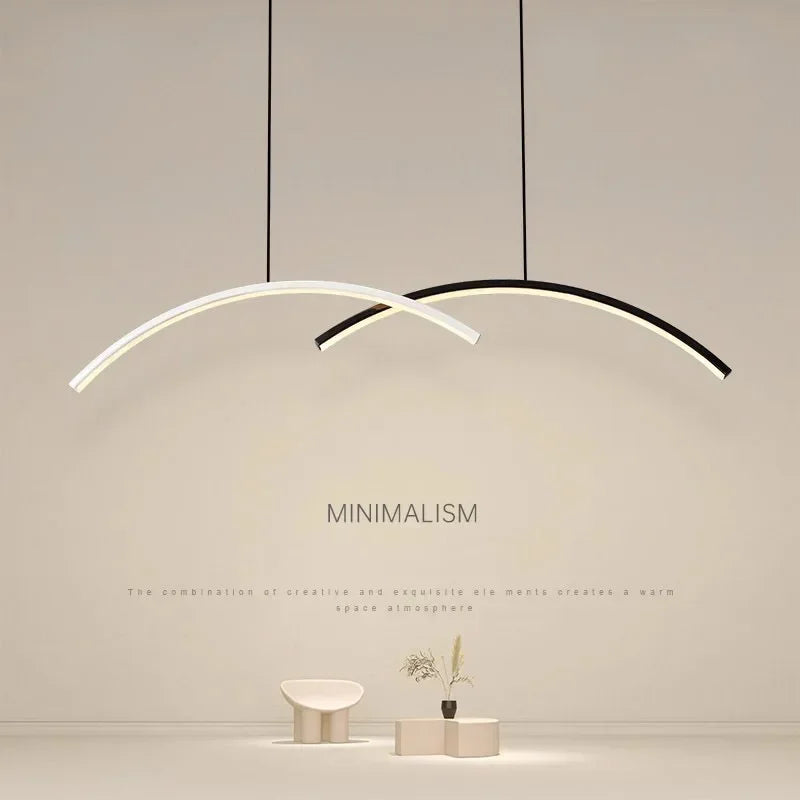 Modern LED chandelier with remote control and simple line - vue 3 sur 8