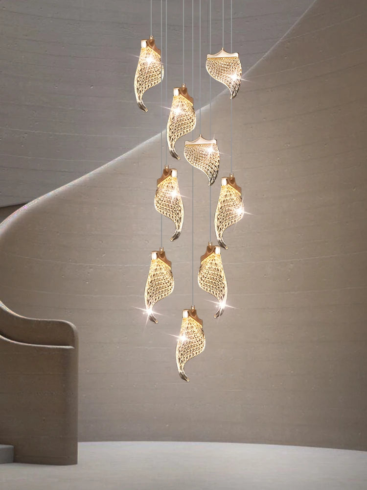 Modern LED chandelier suspended designer lighting for contemporary spaces