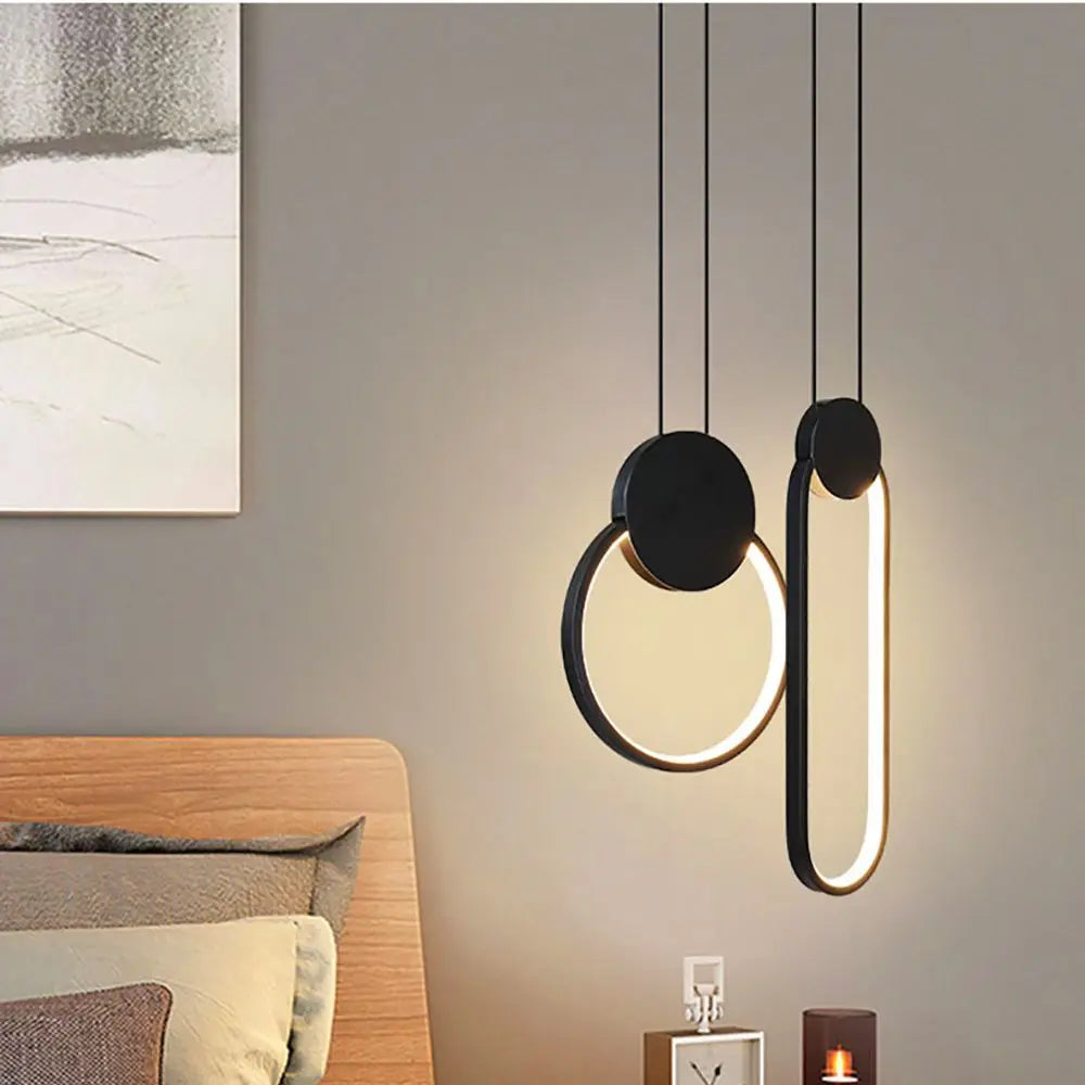 Modern acrylic moon eclipse pendant light with LED - vue 3 sur 12