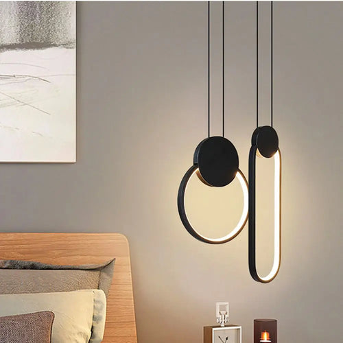 Modern acrylic moon eclipse pendant light with LED - vue 4 sur 12