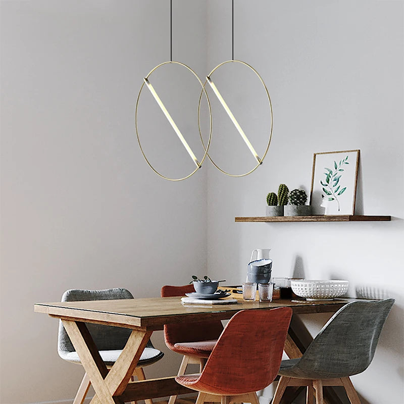 Modern simple LED pendant lamp decorative round light - vue 3 sur 8
