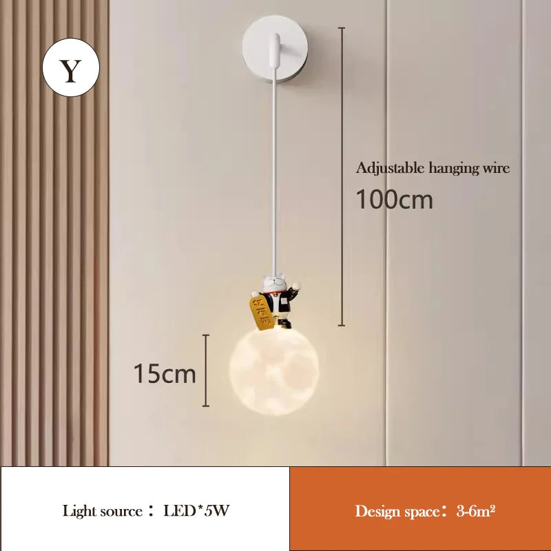 Cute cat LED wall light for children's room warm decor