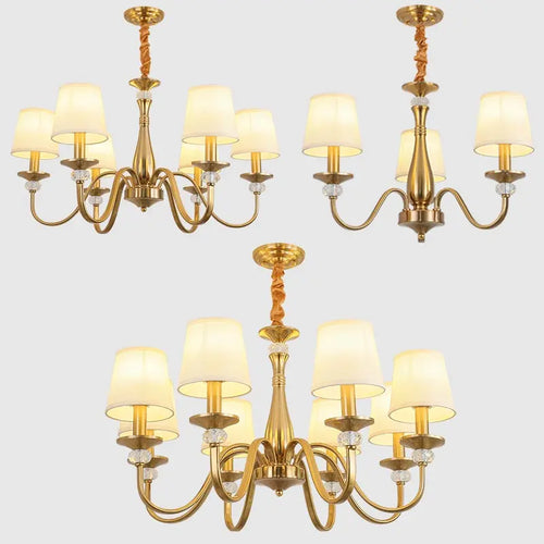 Retro fabric chandelier for country style interior décor - vue 4 sur 18
