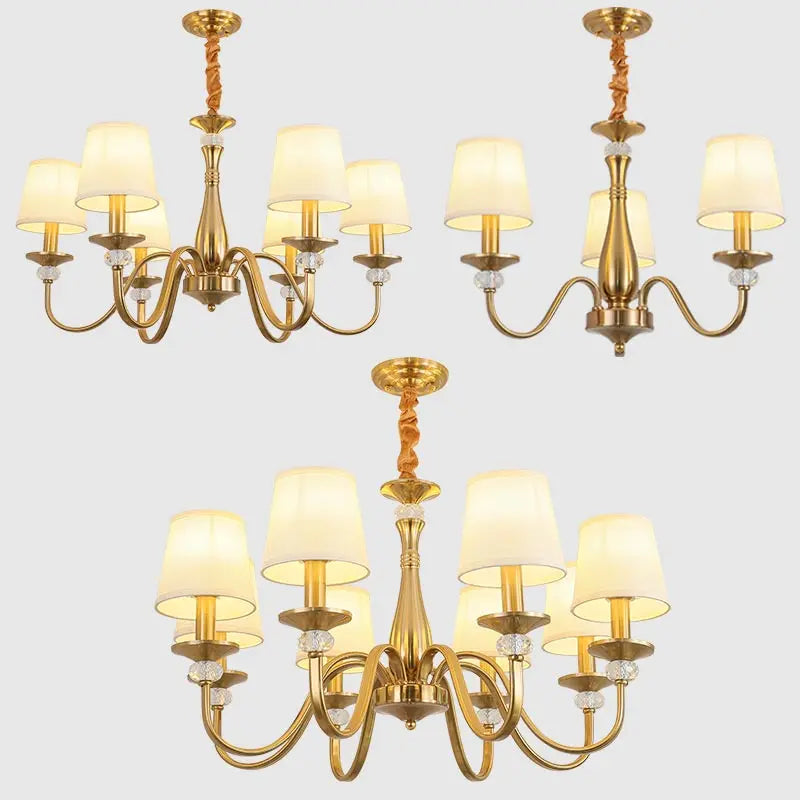 Retro fabric chandelier for country style interior décor - vue 3 sur 18