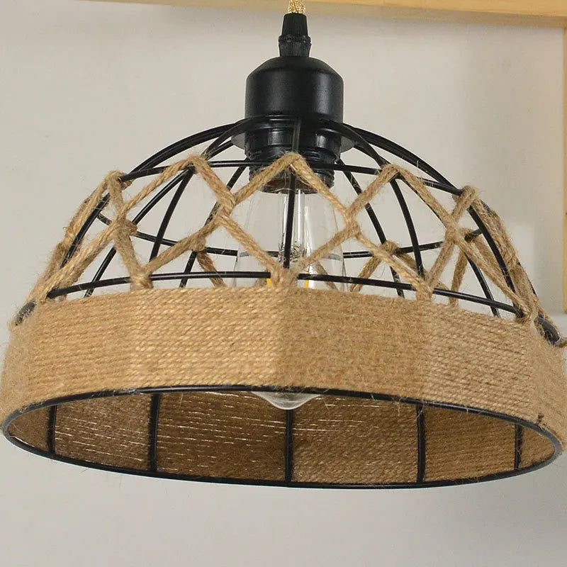 Vintage wall light with handwoven lampshade - vue 9 sur 9