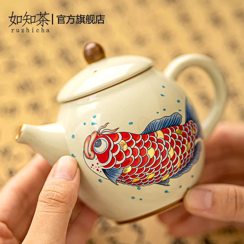 Chinese arowana retro ceramic kung fu teapot 150ml - vue 5 sur 6