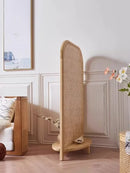 solid wood rattan screen, living room, retro entryway, shelf, partition, homestay, mobile seat screen