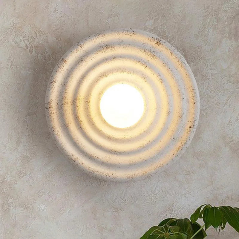 Wabi-sabi round LED wall light Japanese retro style decoration