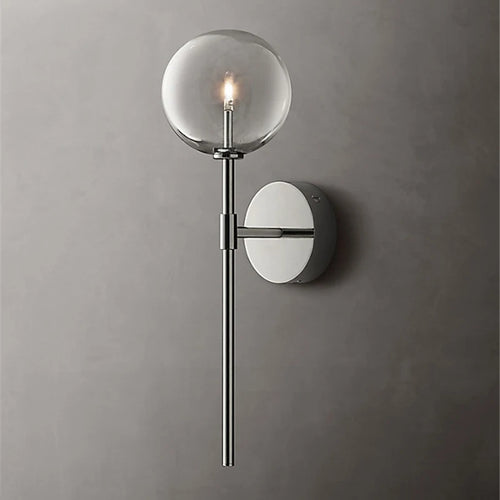 Nordic wall light with clear glass globe, American retro style - vue 5 sur 9