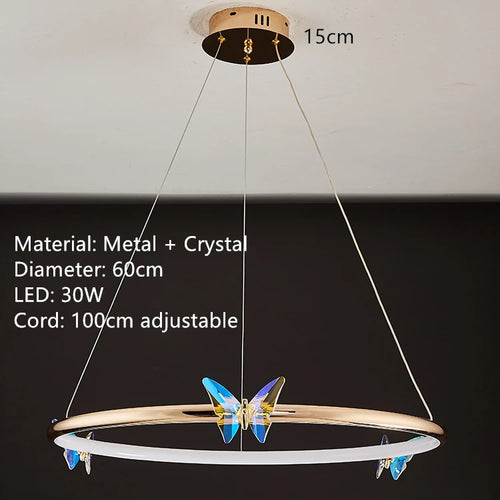 Gold ring LED butterfly light for hotel, boutique, office, restaurant - vue 18 sur 20