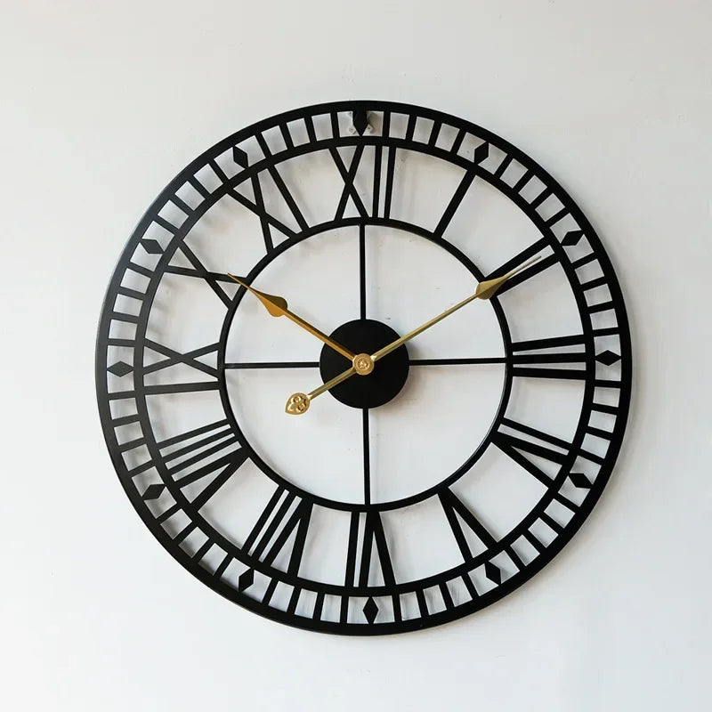 vintage industrial style metal wall clock for home decor