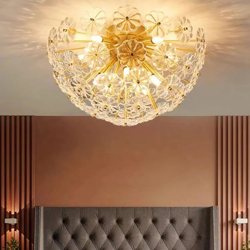 Luxury nordic crystal glass ceiling light for modern interiors