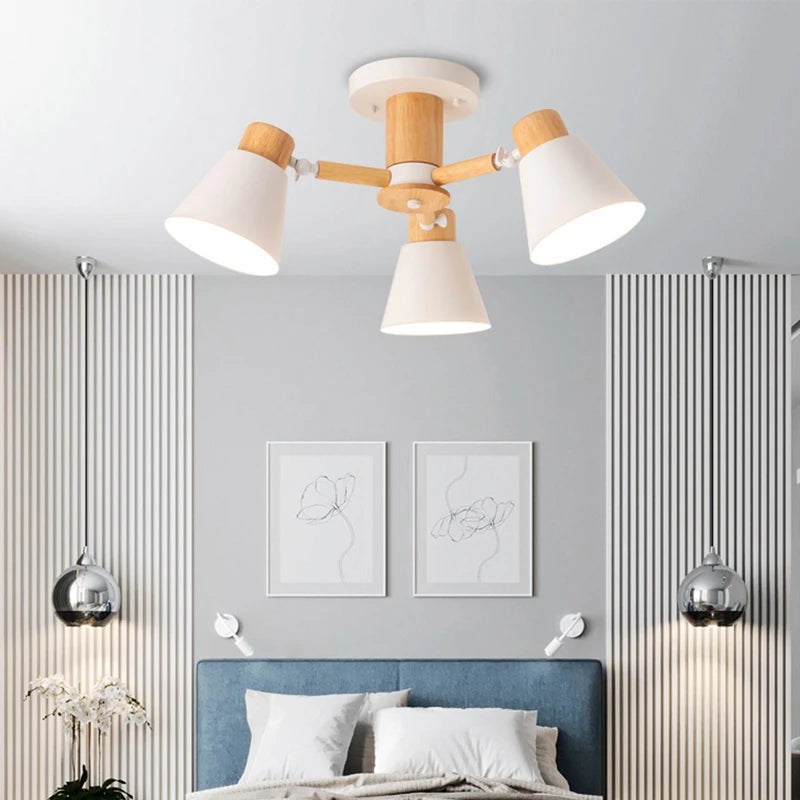 Nordic solid wood chandelier modern lighting for hotel and restaurant