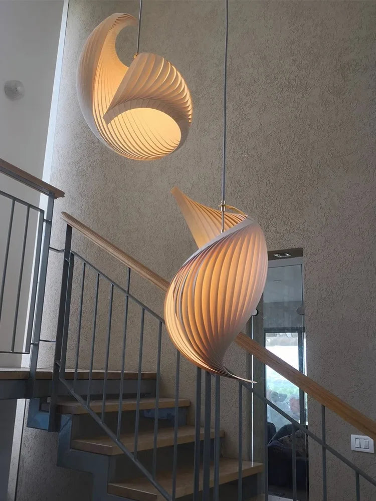 Nordic wabi sabi wooden chandelier with retro decorative design