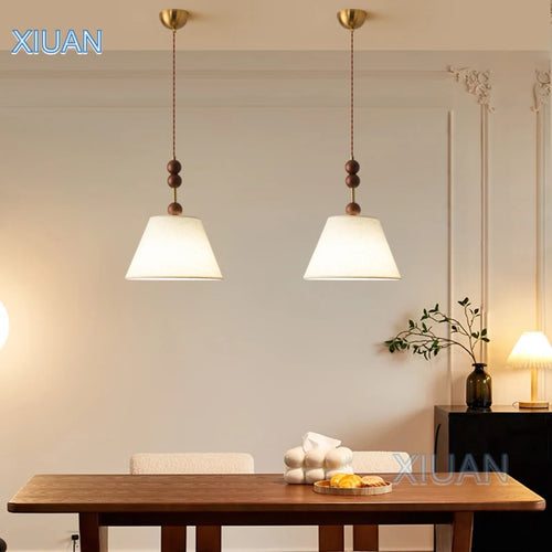 Retro wabi-sabi linen pendant light for medieval decor - vue 3 sur 10