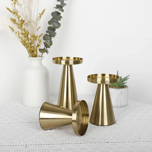 Set of 3 metal candle holders for wedding decor and luxury gifts - vue 2 sur 6