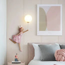 Pink resin princess wall lamp, decorative LED children's room light