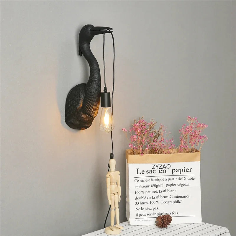 Modern nordic resin crane decorative wall light