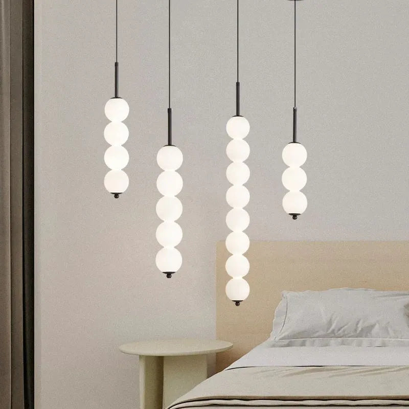 Nordic glass pendant light LED copper gourd 3-8 heads bedside hanging lamp for study, bedroom and living room