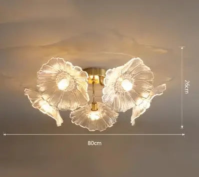 Modern glass lotus flower LED chandelier - vue 14 sur 14