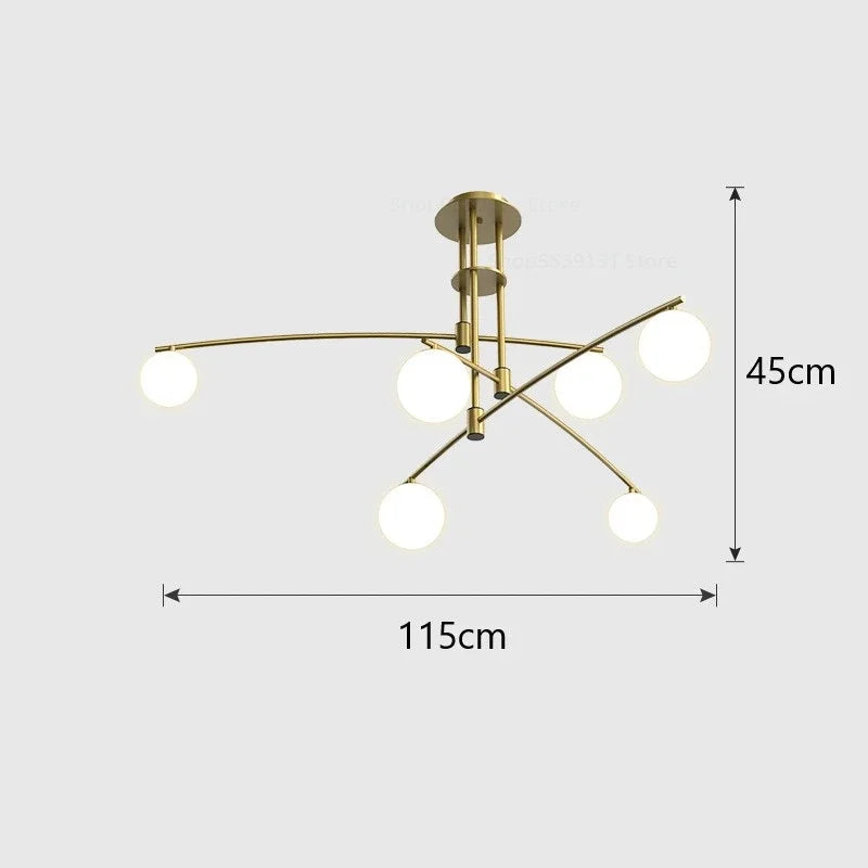 Modern LED glass chandelier Youlaike for living room and kitchen - vue 8 sur 12