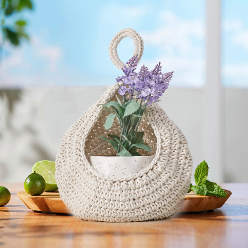 teardrop-shaped woven cotton storage basket for fruits and vegetables - vue 6 sur 9