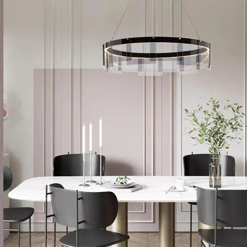Modern glass LED chandelier for interior decoration - vue 4 sur 9