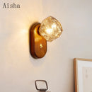 Minimalist Japanese wooden wall light with ice cube design