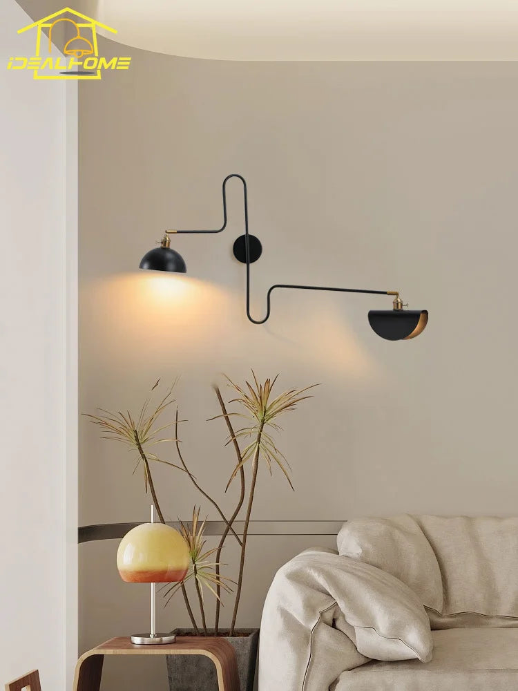 Industrial design swing arm wall lamp with switch