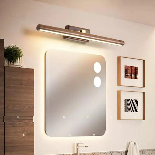 Nordic 40 cm wood and mirror LED wall light for bathroom, cabinet, bedside, reading and home decor 6pa - vue 6 sur 7