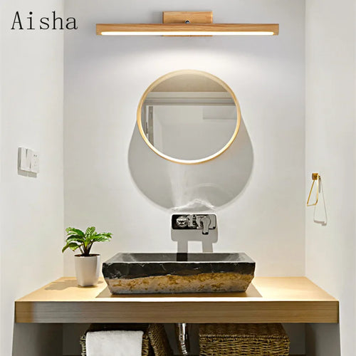 Nordic wooden LED wall light for creative indoor lighting - vue 4 sur 8
