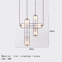 Art Deco glass and metal chandelier for hotel